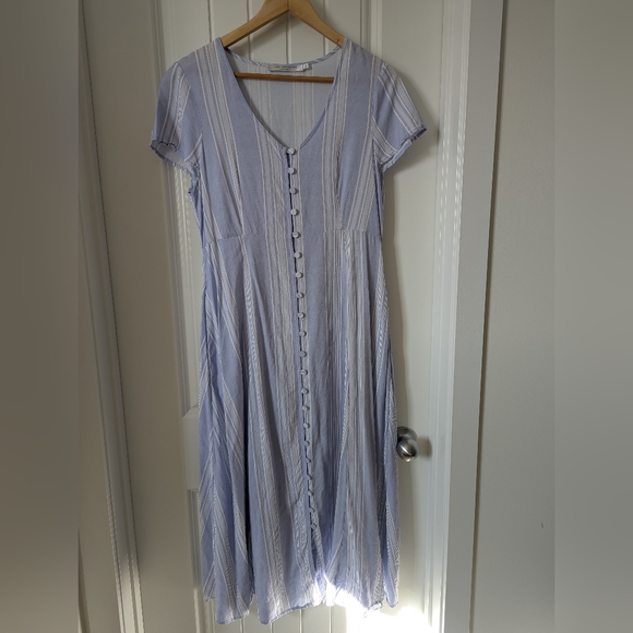 Simons Dresses & Skirts - Simons Light Blue & White Striped Midi Dress